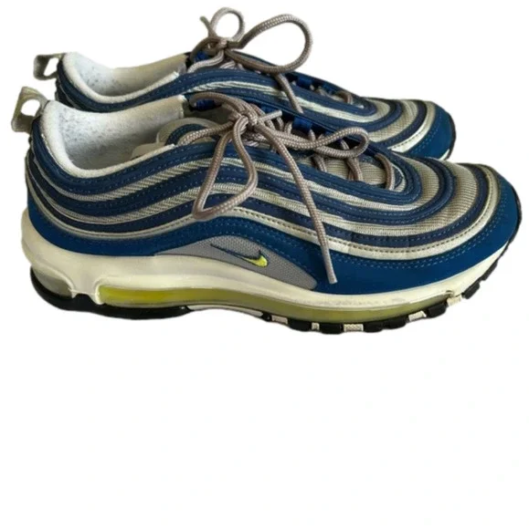 Nike Air Max 97 Blue Neon Yellow Trainers Size 7.5 - Picture 3 of 12